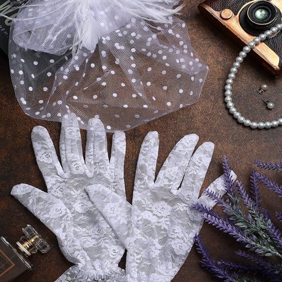 4 Pcs 50s Tea Party with Short Lace Gloves main image 4